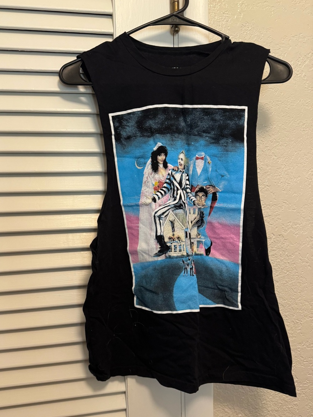 Black Graphic Muscle Tank Top - Beetlejuice Poster Print